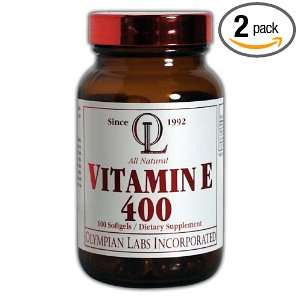  Olympian Labs Vitamin E, 400 IUs (Pack of 2) (Packaging 