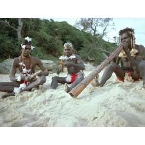  Three Aborigines Playing Musical Instruments, Northern 