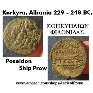   of GALLEY. KORKYRA, Corcyra ALBANIA   229 to 248 BC. RARE GREEK COIN