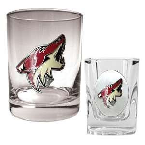  Phoenix Coyotes NHL Rocks Glass & Square Shot Glass Set 