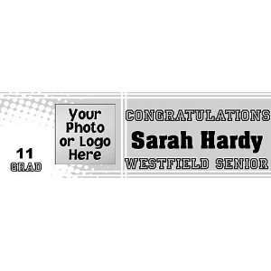 Graduation Mod Dot Personalized Banner 18 Inch x 54 Inch All Weather 
