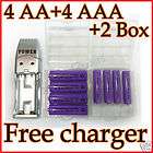 AA +4 AAA purple battery +2 Case Box+Free USB charger