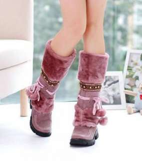   Sexy Ethnic Style Suede Trim Women Winter Boots US SizeUS5 8.5 SH021