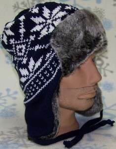   /Bomber Knit Winter Ear Flap Ski Hat,Beanie,Aviator,# 129 Navy  