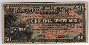 URUGUAY,BANCO REPUBLICA 50 CENTESIMOS 1934,NICE CONDIT  