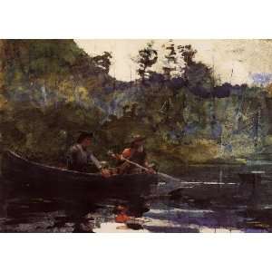   name Canoeing in the Adirondacks, By Homer Winslow