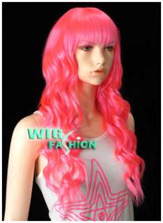 Anime Cosplay Wig Long Curly Hot Pink Hair Wigs LH32  