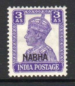 Nabha (India) 3 Anna Stamp c1941 45 E911  