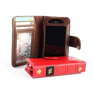 Brown Smart Book Wallet Style Vintage Leather Case with Credit Card 