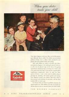 1943 Norman Rockwell Art, Doctor, Upjohn Co, Print Ad  