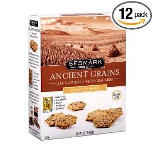 Sesmark Ancient Grains Chips with Garlic Hummus, 3.5 Ounce Bags (Pack 
