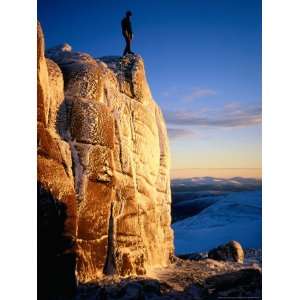  Climber Atop Summit Tor, Beinn Mheadhoin in the Cairngorms 