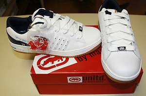 ECKO UNLTD CLAIBORNE SHOES SIZE 7 WHITE/BLUE NEW IN THE BOX  