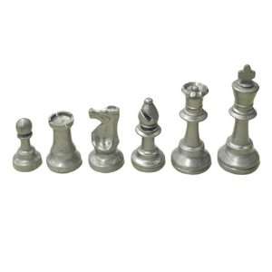  Marions Value Unweighted Colored Silver Chess Pieces   3 3/4 King 