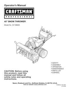  Craftsman Snow Blower Snow Thrower Owners Manual  