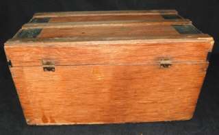 Antique Childs Wooden Play Trunk Latch Hinged Lid  