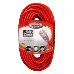   Cable 02579 04 100 Foot 12/3 Neon Outdoor Extension Cord, Bright Red