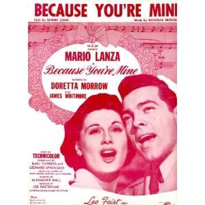 Because Youre Mine Vintage 1952 Sheet Music form Because Youre Mine 