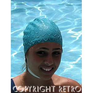  Classic Retro Swim Cap with Chin Strap   Dark Teal 