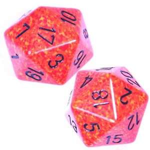  Set of 2 Speckled 20 sided Polyhedral Dice in Organza 