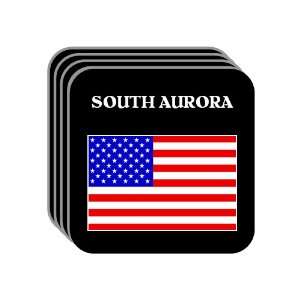 US Flag   South Aurora, Colorado (CO) Set of 4 Mini Mousepad Coasters