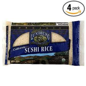 Lundberg Organic Sushi Short White Rice, 32 Ounce Bags (Pack of 4 