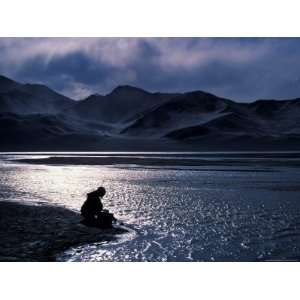  Uighur Woman Fetching Lake Water, Silk Road, China Premium 