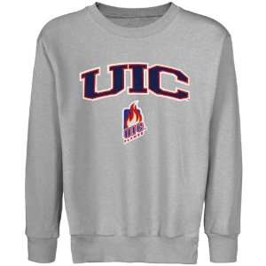  UIC Flames Youth Logo Arch Applique Crew Neck Fleece 