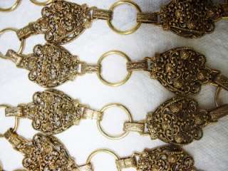 Vintage Goldtone Etruscan Style Fancy Filigree Etched Bookchain Belt 