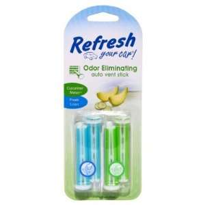 Refresh Your Car Fresh Linen/Cucumber Melon Auto Vent Sticks   4 pack