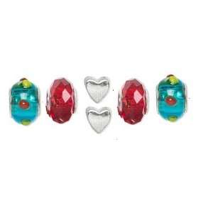 339 Bead, Dione™, Creative Collections Aqua/Red & Pewter   set of 6 