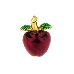 14 KT YELLOW GOLD 3D RED & GREEN ENAMEL APPLE CHARM  