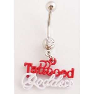 Tattooed Goddess with Clear CZ Stone Belly Ring 316l Surgical Steel 