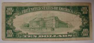 1928 $10 Ten Dollar Bill Gold Certificate Yellow Seal  