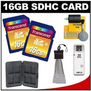 Transcend 16GB SecureDigital Class 10 (SDHC) Memory Card (2 PACK) + SD 