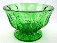 Beautiful Dark Green Footed Glass Serving Fruit Bowl  