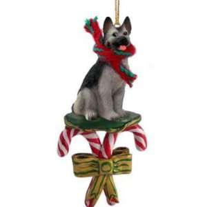  Candy Cane Black And Silver German Shepherd Dog Christmas 