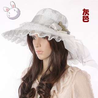 490 Fashion Large Brim Rope Cap Dream Flowers Inlaid Lace Visor Woman 