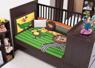 New Baby Boy Monkey Lion Safari Crib Bedding Set 6pc  