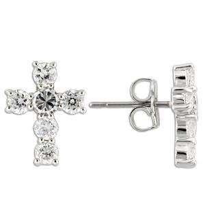 Cross Earrings   Sterling Silver with AAA Grade Quality Cubic Ziconia.