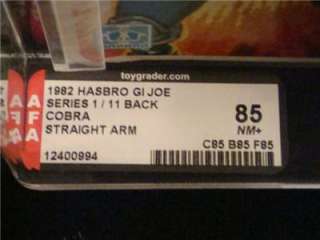 This item is a VINTAGE GI JOE ARAH 1982 Cobra 11 Back AFA 85 Clear 