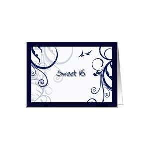 Blue and White Sweet Sixteen Invitation with two flying 