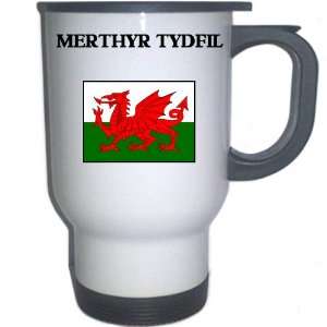  Wales   MERTHYR TYDFIL White Stainless Steel Mug 