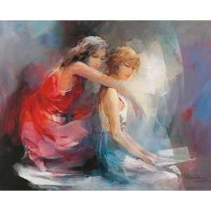  Two Girl friends II by Willem Haenraets. Size 19.75 inches 