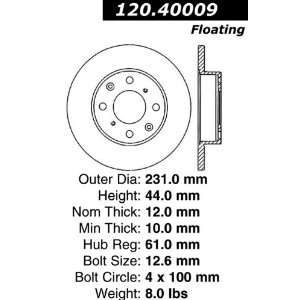  Centric Parts 120.40009 Premium Brake Rotor with E Coating 