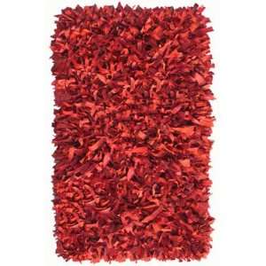  Leather Shag Red 8x10 Area Rug
