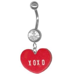 Heart Belly Ring XOXO Valentine Candy Heart Belly Button Ring 14g 3/8 