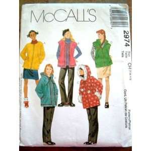 MCCALLS SEWING PATTERN #2974 SIZE 7 8 10 GIRLS UNLINED JACKET OR VEST 
