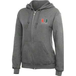  Miami Hurricanes Womens Grey Soccer Hooded Sweatshirt 