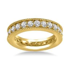 18K Yellow Gold Milgrain Edged Diamond Eternity Ring (0.74   0.86 cttw 